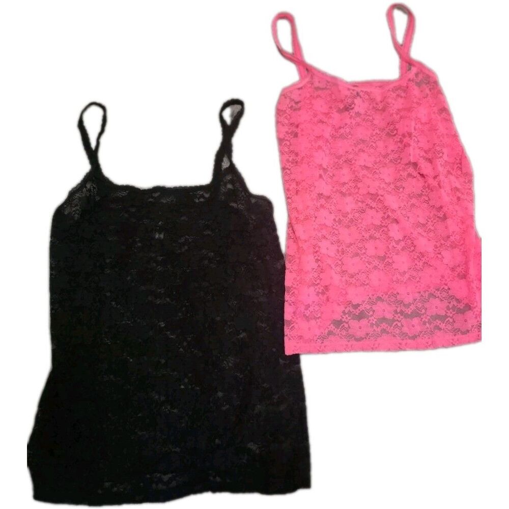 WOMEN'S SMART SEXY SIZE XL PINK AND BLACK LACE CAMISOLE